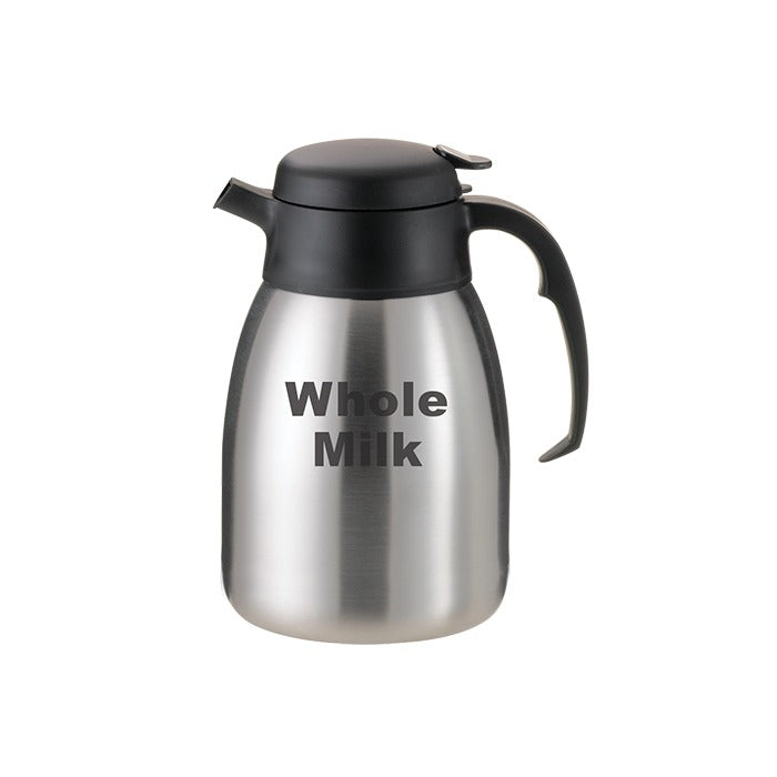 Service Ideas SteelVac Insulated Creamer, 1.5 Liters 50.7 oz., Silver - "Whole Milk"