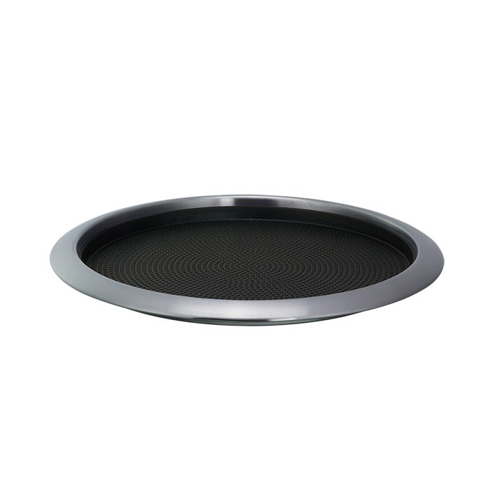 Service Ideas Metallic Elements Serving Tray, 1" High, 12/Case - Black Silver