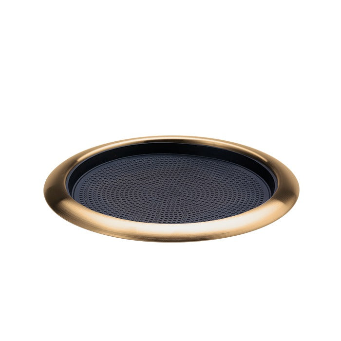 Service Ideas Metallic Elements Serving Tray, 1" High, 12/Case - Black Gold