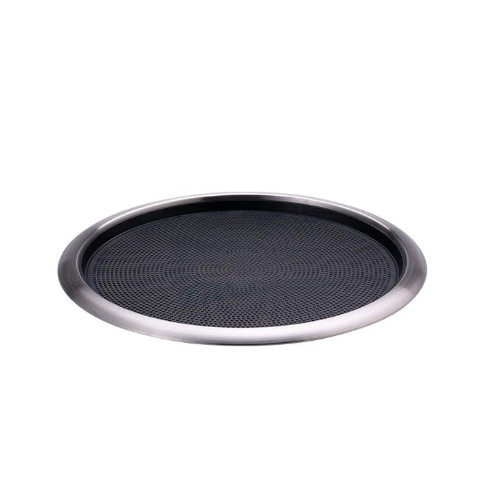 Service Ideas Metallic Elements Serving Tray, 1" High, 12/Case - Black Silver