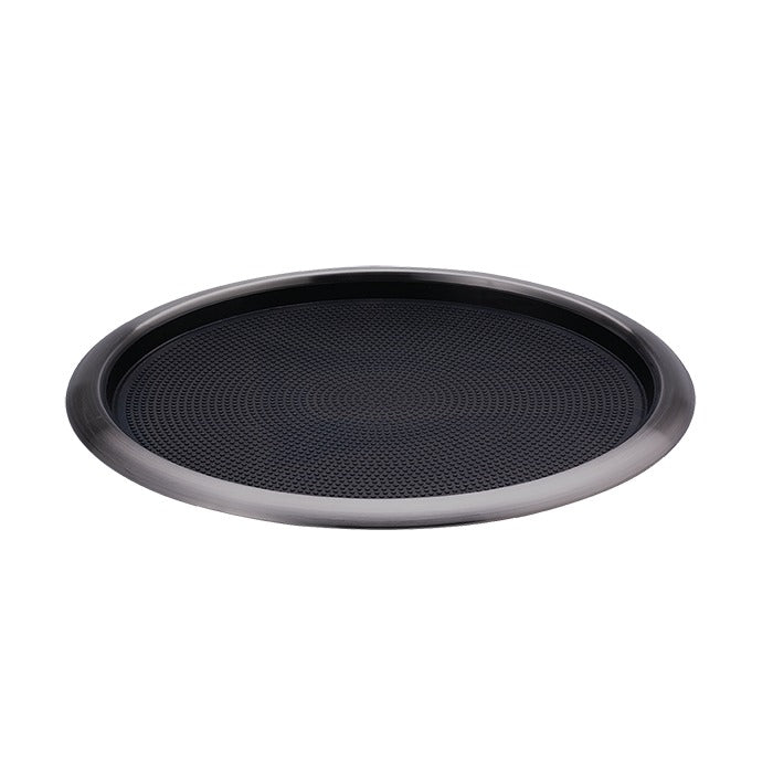 Service Ideas Metallic Elements Serving Tray, 1" High, 12/Case - Black Gray
