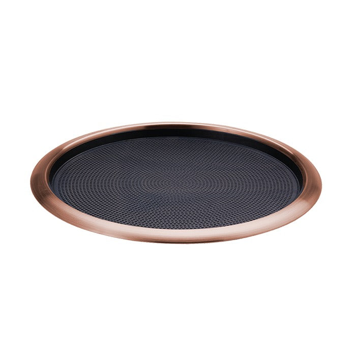 Service Ideas Metallic Elements Serving Tray, 1" High, 12/Case - Black Rose Gold