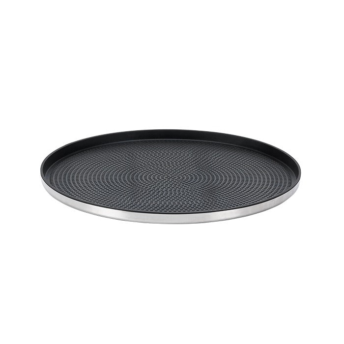 Service Ideas Modern Edge Serving Tray, 12" Diameter, 12/Case - Black Silver