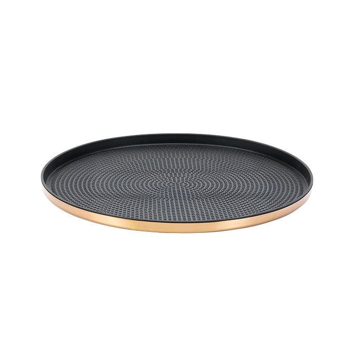 Service Ideas Modern Edge Serving Tray, 12" Diameter, 12/Case - Black Rose Gold