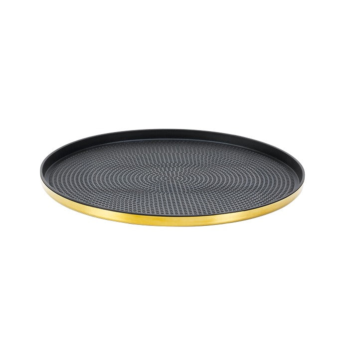 Service Ideas Modern Edge Serving Tray, 12" Diameter, 12/Case - Black Gold