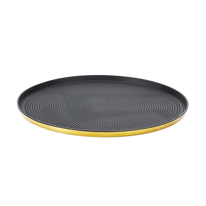 Service Ideas Modern Edge Serving Tray, 14" Diameter, 12/Case - Black Gold