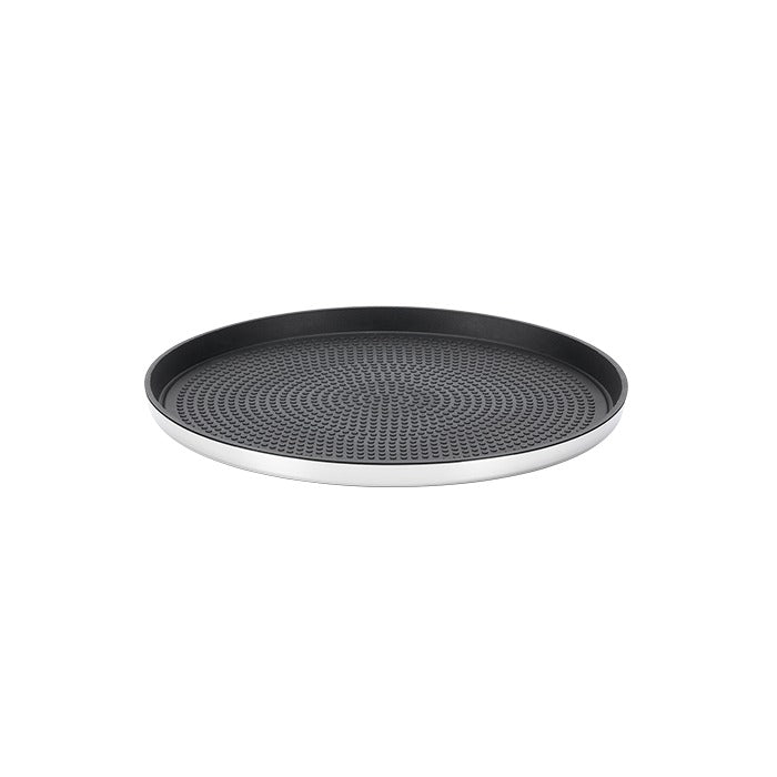 Service Ideas Modern Edge Serving Tray, 9" Diameter, 12/Case - Black Silver