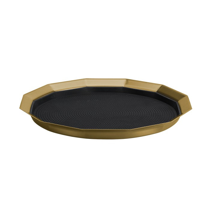 Service Ideas Metallic Elements Serving Tray, 1 1/4" High, 12/Case - Black Gold