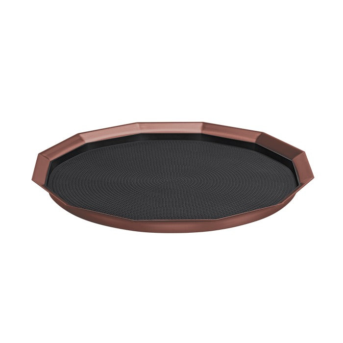 Service Ideas Metallic Elements Serving Tray, 16" Diameter, 12/Case - Black Rose Gold