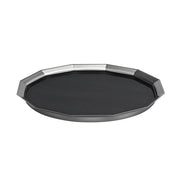 Service Ideas Metallic Elements Serving Tray, 16" Diameter, 12/Case - Black Silver