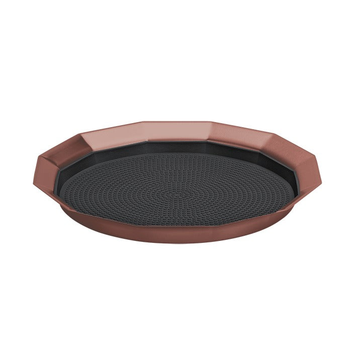 Service Ideas Metallic Elements Serving Tray, 1" High, 12/Case - Black Rose Gold