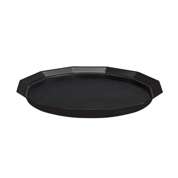 Service Ideas Metallic Elements Serving Tray, 1 1/4" High, 12/Case - Black