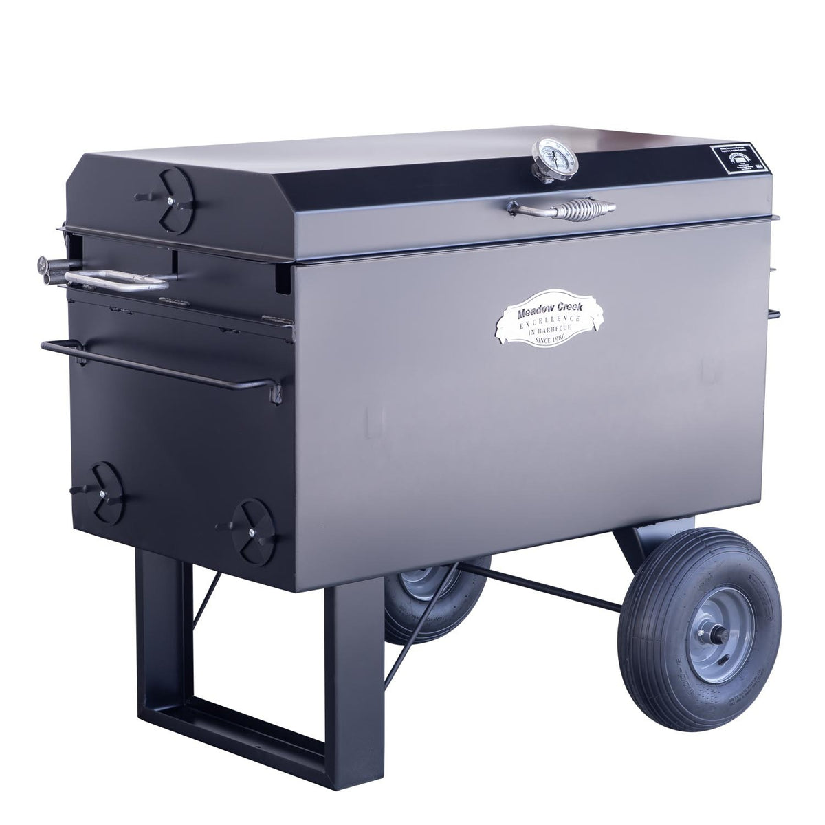 Meadow Creek BBQ42 Stainless Steel BBQ Pit, 34" x 56", Black - Default Title