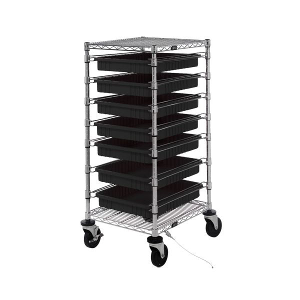 Quantum Storage Systems Bin Cart, 21" Wide, Black - 7 3"