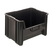 Quantum Storage Systems Polypropylene Stacking Container, 19 7/8" x 15 1/4", Black - 12 7/16"
