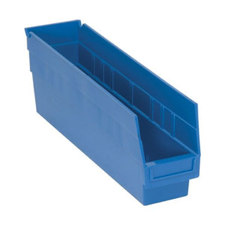 Quantum Storage Systems Polypropylene Shelf Bin, 4 3/8" x 17 7/8" - Blue