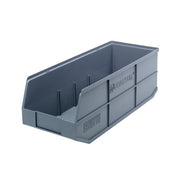 Quantum Storage Systems Polypropylene Stackable Shelf Bin, 20 1/2" Long, Gray - photo 2