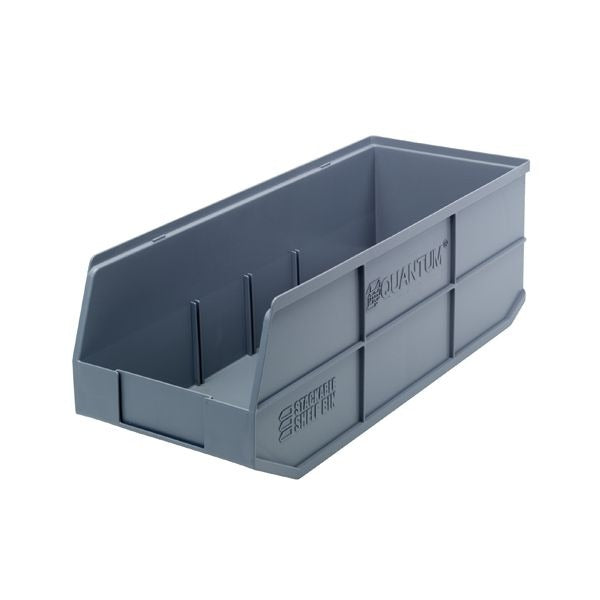 Quantum Storage Systems Polypropylene Stackable Shelf Bin, 20 1/2" Long, Gray - photo 2
