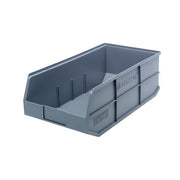 Quantum Storage Systems Polypropylene Stackable Shelf Bin, 20 1/2" Long, Gray - photo 3
