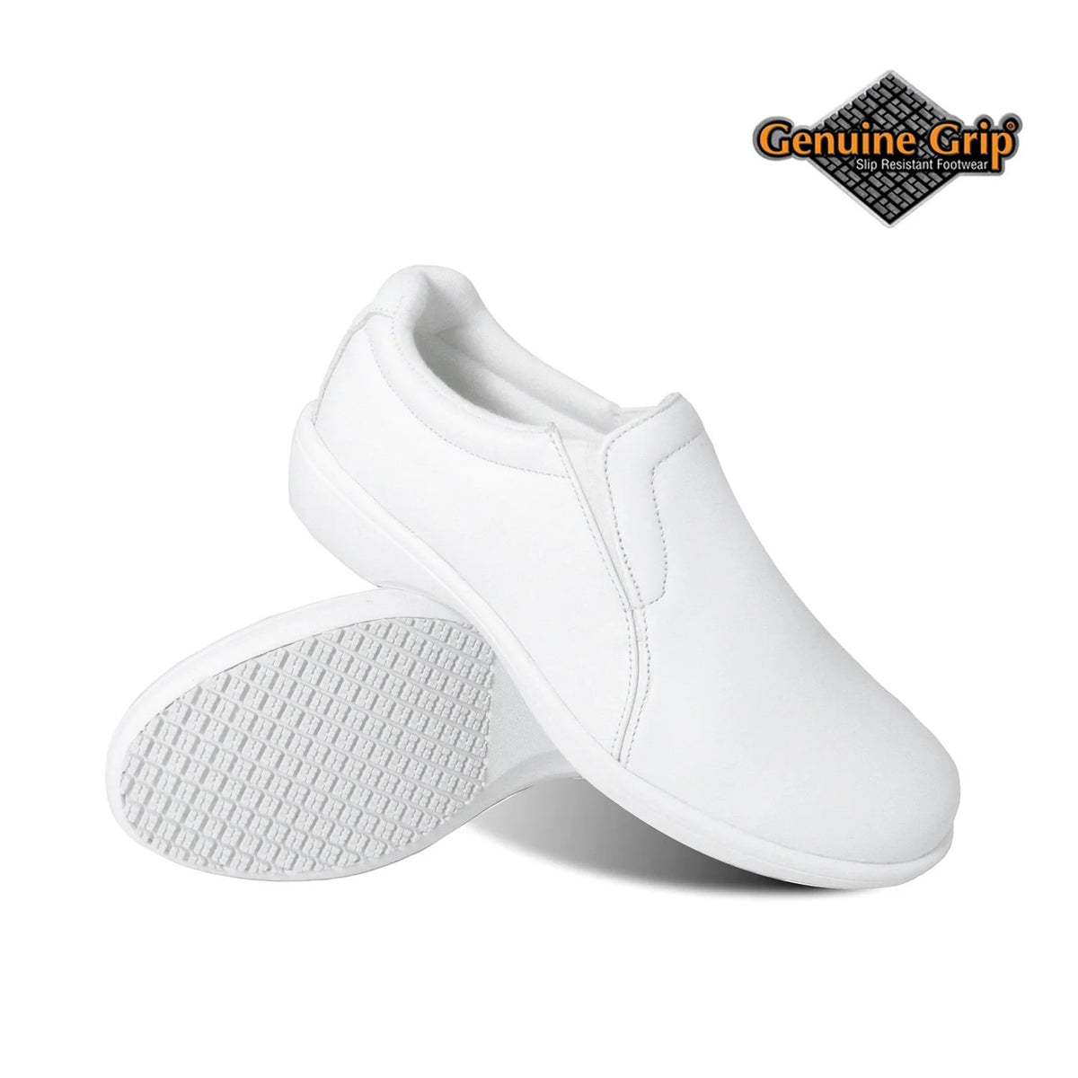Genuine Grip Footwear 415-5.5M Leather Shoe, 5.5, White - Default Title