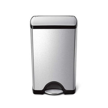 simplehuman CW1814 Stainless Steel Step-On Trash Can, 10 gal., Silver - Default Title