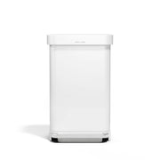 simplehuman Stainless Steel Step-On Trash Can, 25 13/16" High - White / 12 gal.