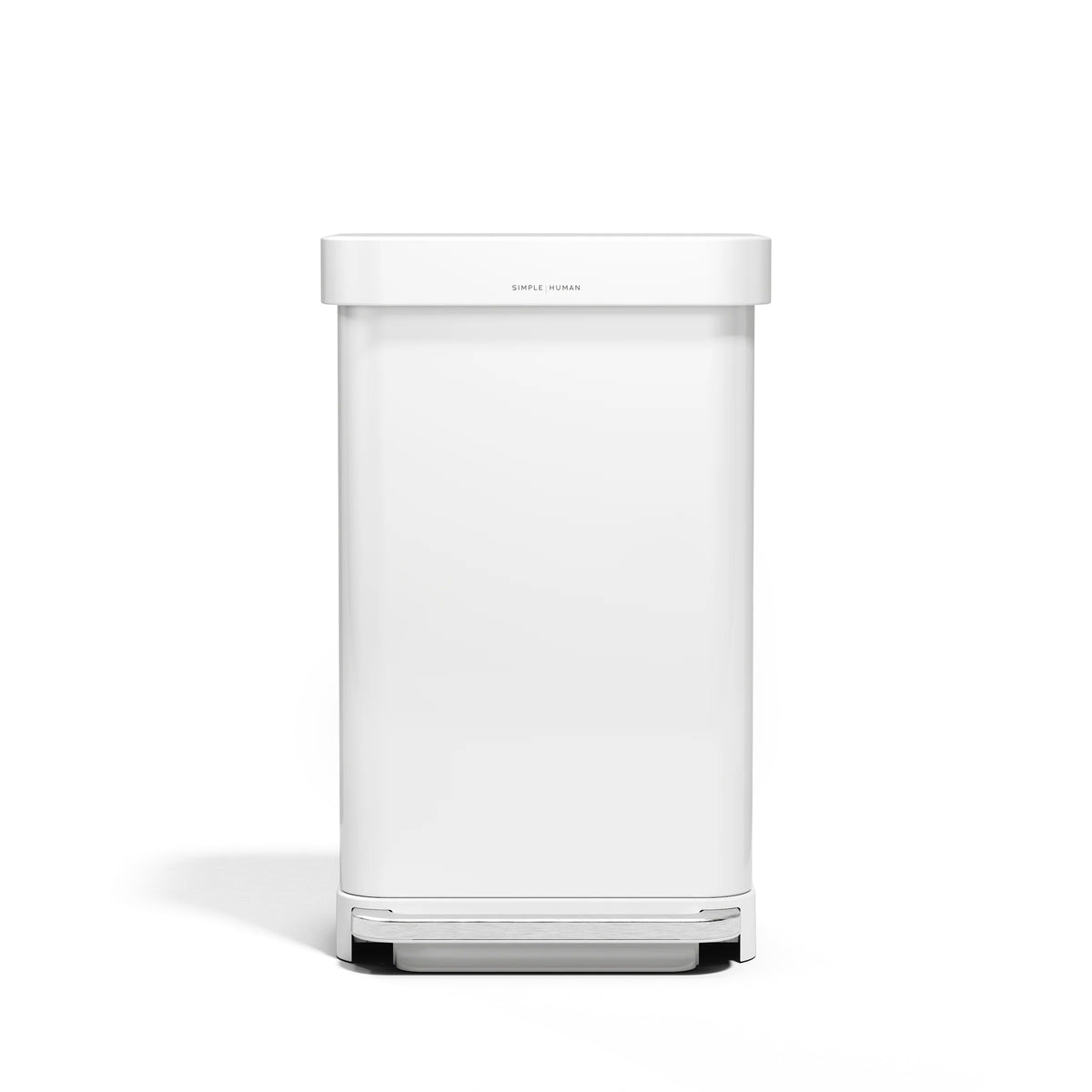 simplehuman Stainless Steel Step-On Trash Can, 25 13/16" High - White / 12 gal.