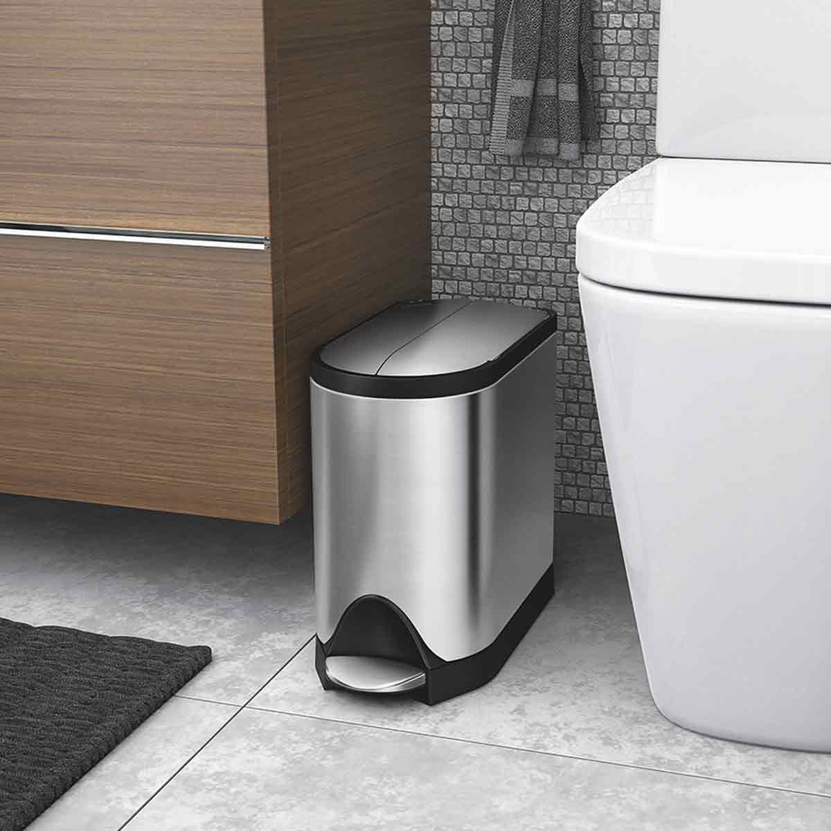 simplehuman CW2042 Stainless Steel Step-On Trash Can, 2.6 gal., White - photo 6