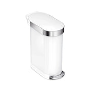 simplehuman Stainless Steel Step-On Trash Can, 12 gal. - White