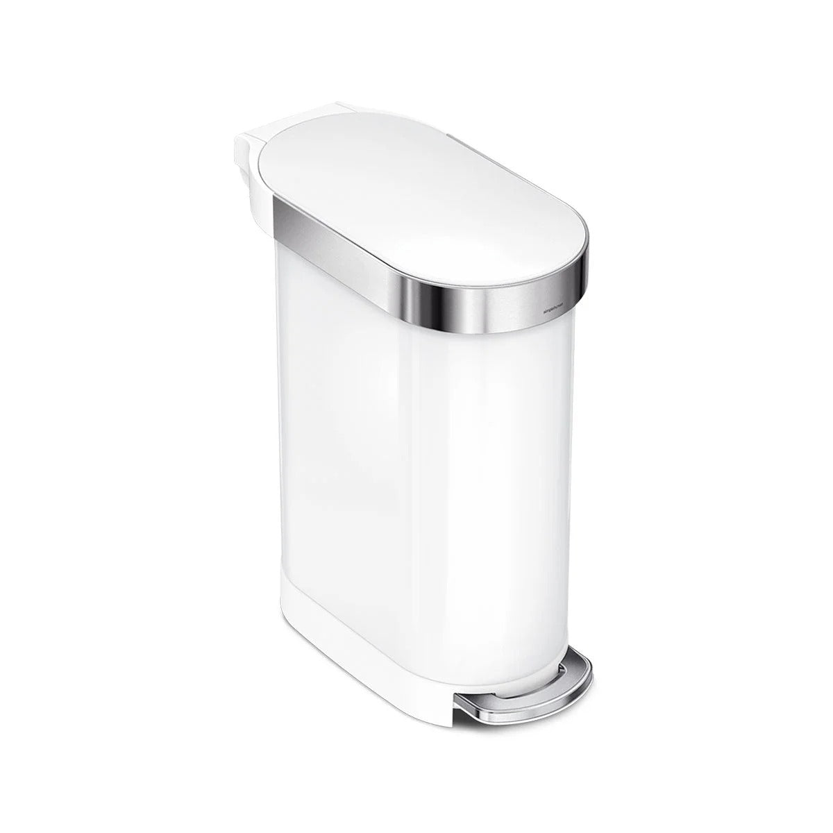 simplehuman Stainless Steel Step-On Trash Can, 12 gal. - White