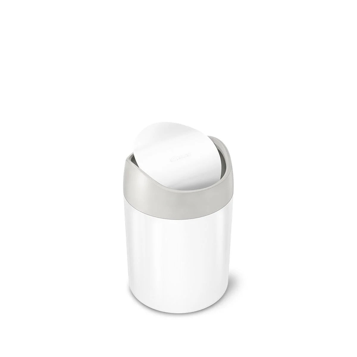 simplehuman Stainless Steel Countertop Trash Can, 0.4 gal. - White