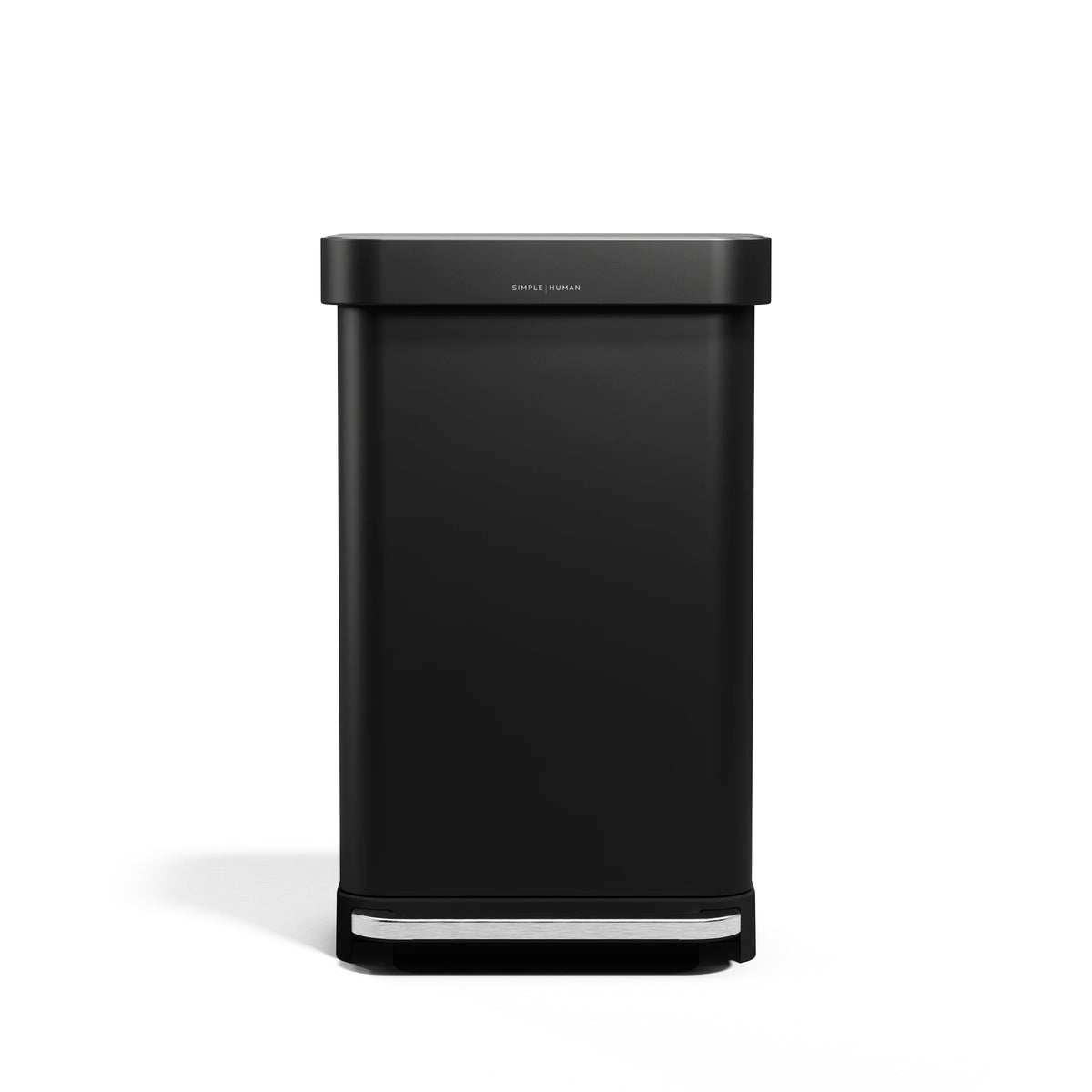 simplehuman Stainless Steel Step-On Trash Can, 25 13/16" High - Black / 12 gal. 45 Liters