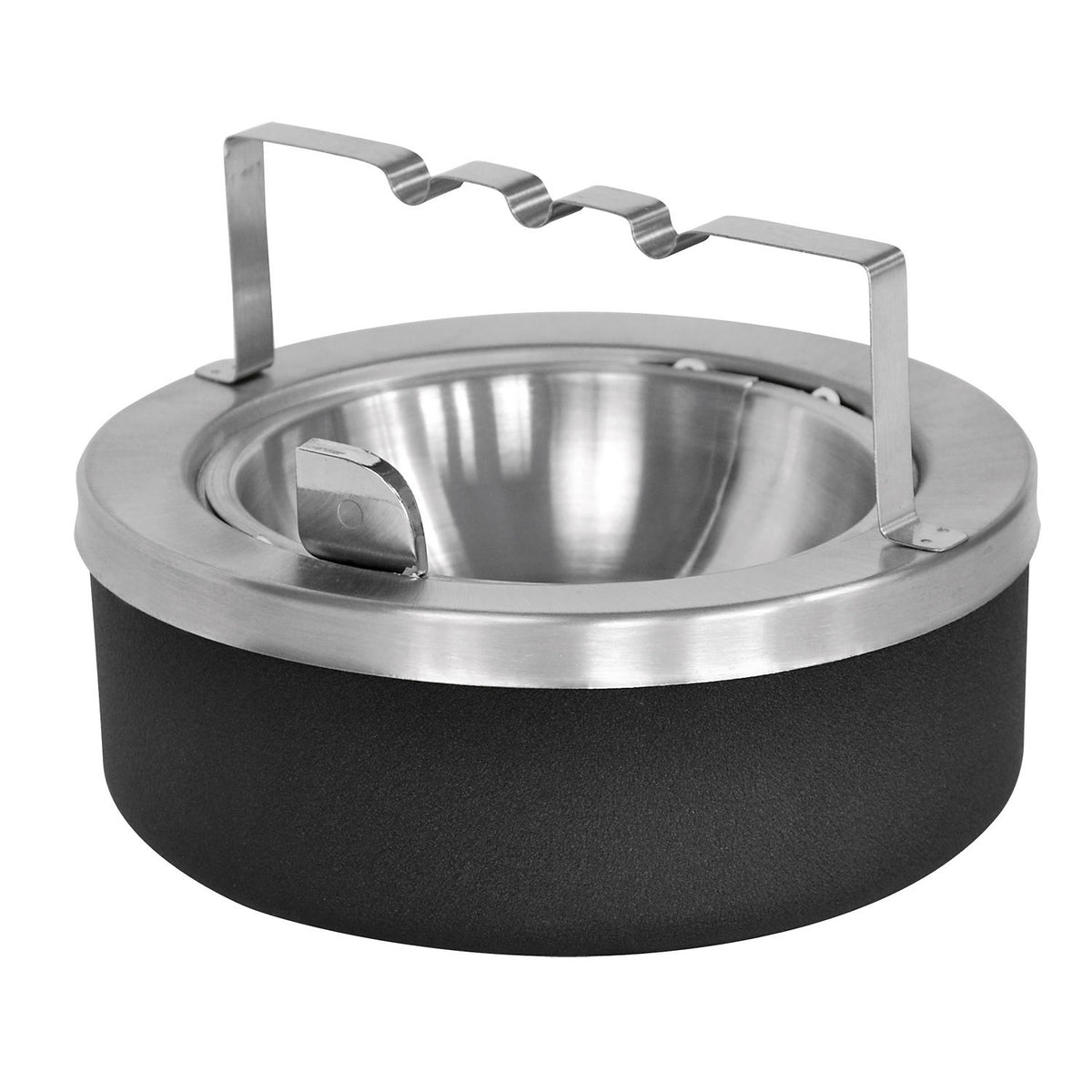 Ex-Cell Kaiser Steel Tabletop Ashtray, 8" Diameter, Black - 6"