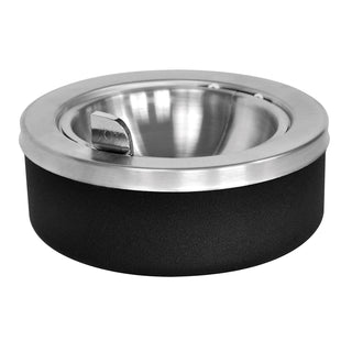 Ex-Cell Kaiser Steel Tabletop Ashtray, 8" Diameter, Black - 4"