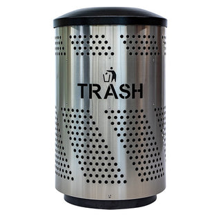 Ex-Cell Kaiser ARENA-51 Arena Series Galvannealed Steel Trash Receptacle, 51 gal., Black - ARENA-51 BLK