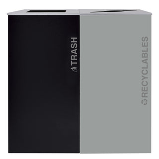 Ex-Cell Kaiser RC-KD36-2BT T/PBG R Black Tie Kaleidoscope Powder Coated Steel Trash Recyclables Receptacle, 72 gal. - Black Gray