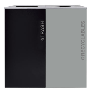 Ex-Cell Kaiser RC-KD36-2BT T/PBG R Black Tie Kaleidoscope Powder Coated Steel Trash Recyclables Receptacle, 72 gal. - Black Gray