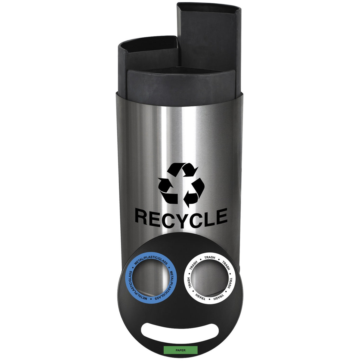 Ex-Cell Kaiser RC-1528-3 SS Smiley Stainless Steel Recycling Bin, 14 gal., Silver - photo 2