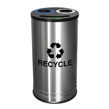 Ex-Cell Kaiser RC-1528-3 SS Smiley Stainless Steel Recycling Bin, 14 gal., Silver - Default Title