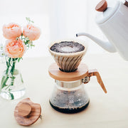 Hario VCWN-40-OV Olive Wood Glass Coffee Server, 13.5 oz., Clear - photo 3