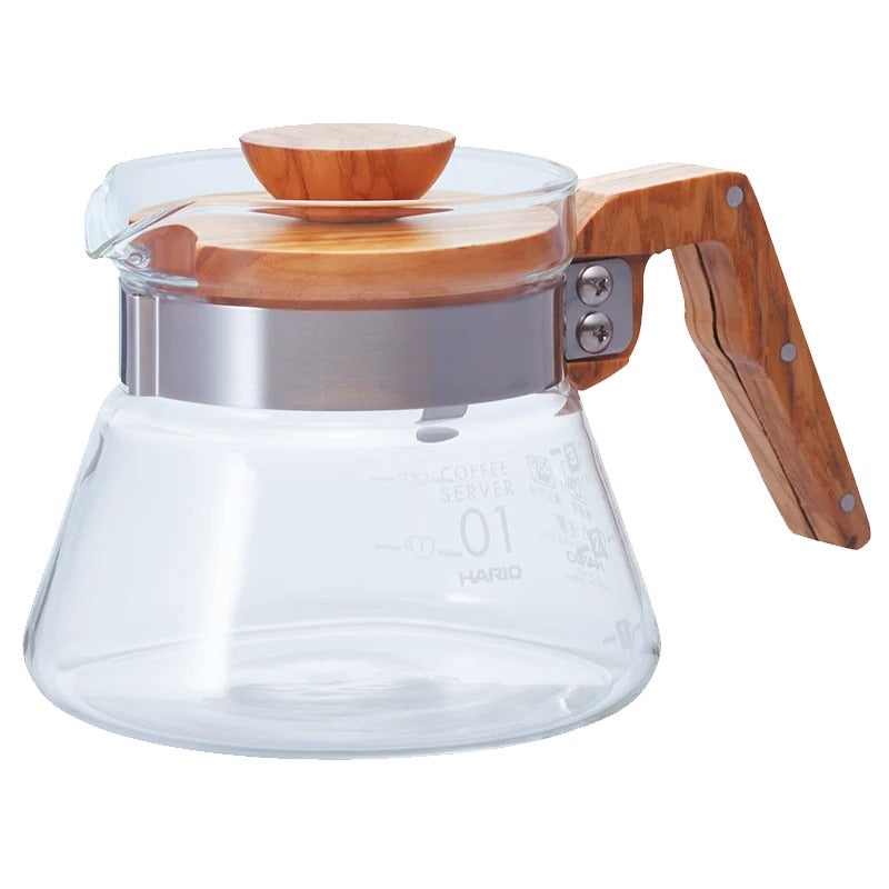 Hario VCWN-40-OV Olive Wood Glass Coffee Server, 13.5 oz., Clear - Default Title