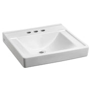 American Standard China Bowl Wall-Mount Lavatory, 18 1/4" x 20", White - 4" Centerset