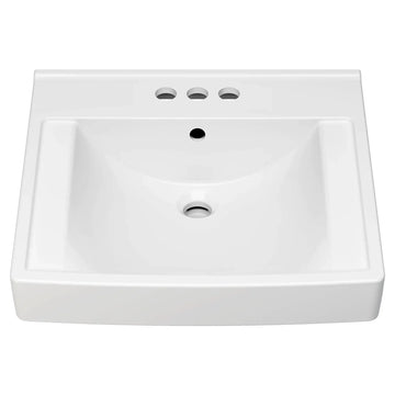 American Standard China Bowl Wall-Mount Lavatory, 20 1/4" x 21", White - 4" Centerset