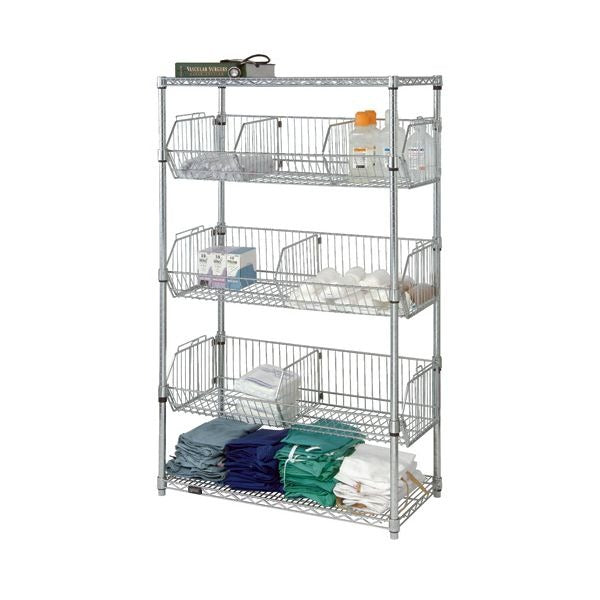 Quantum Storage Systems Chrome Basket Unit, 63" High, Silver - 18" x 36"