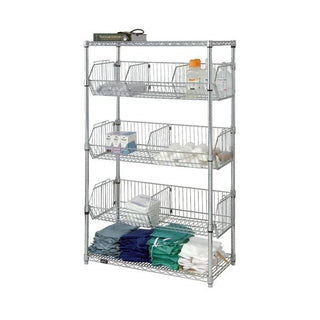 Quantum Storage Systems Chrome Basket Unit, 63" High, Silver - 18" x 36"