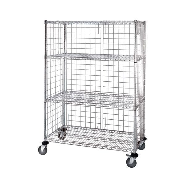 Quantum Storage Systems Wire Mobile Enclosure Cart, 24" Wide, Silver - 36"