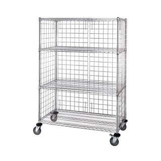 Quantum Storage Systems Wire Mobile Enclosure Cart, 24" Wide, Silver - 36"