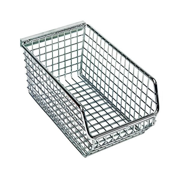 Quantum Storage Systems Wire Mesh Bin, Silver - 4 1/4" x 7 1/4" x 3"
