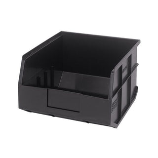 Quantum Storage Systems Polypropylene Stackable Shelf Bin, 7" High, Black - 12" x 11" x 7"