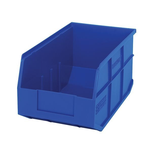 Quantum Storage Systems Polypropylene Stackable Shelf Bin, 7" High, Gray - 14" x 8 1/4" x 7"
